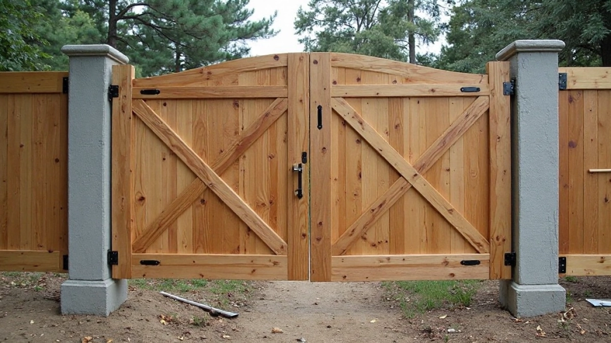 Montaż bramy dwuskrzydłowej do słupków betonowych